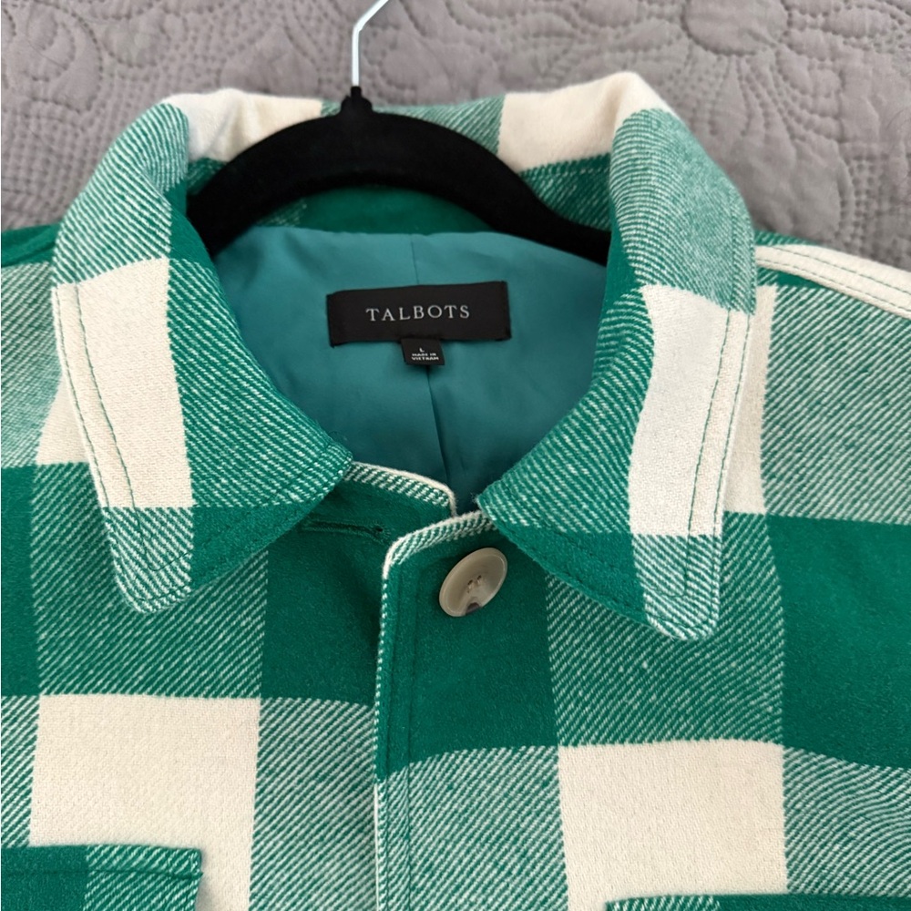 Talbots Emerald and Cream Checkered Jacket - Picture 3 of 5